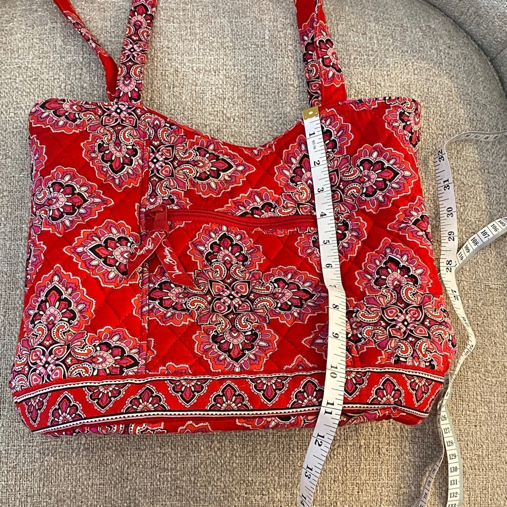 Vera Bradley Red Quilted Paisley Tote Shoulder Bag - Picture 5 of 6
